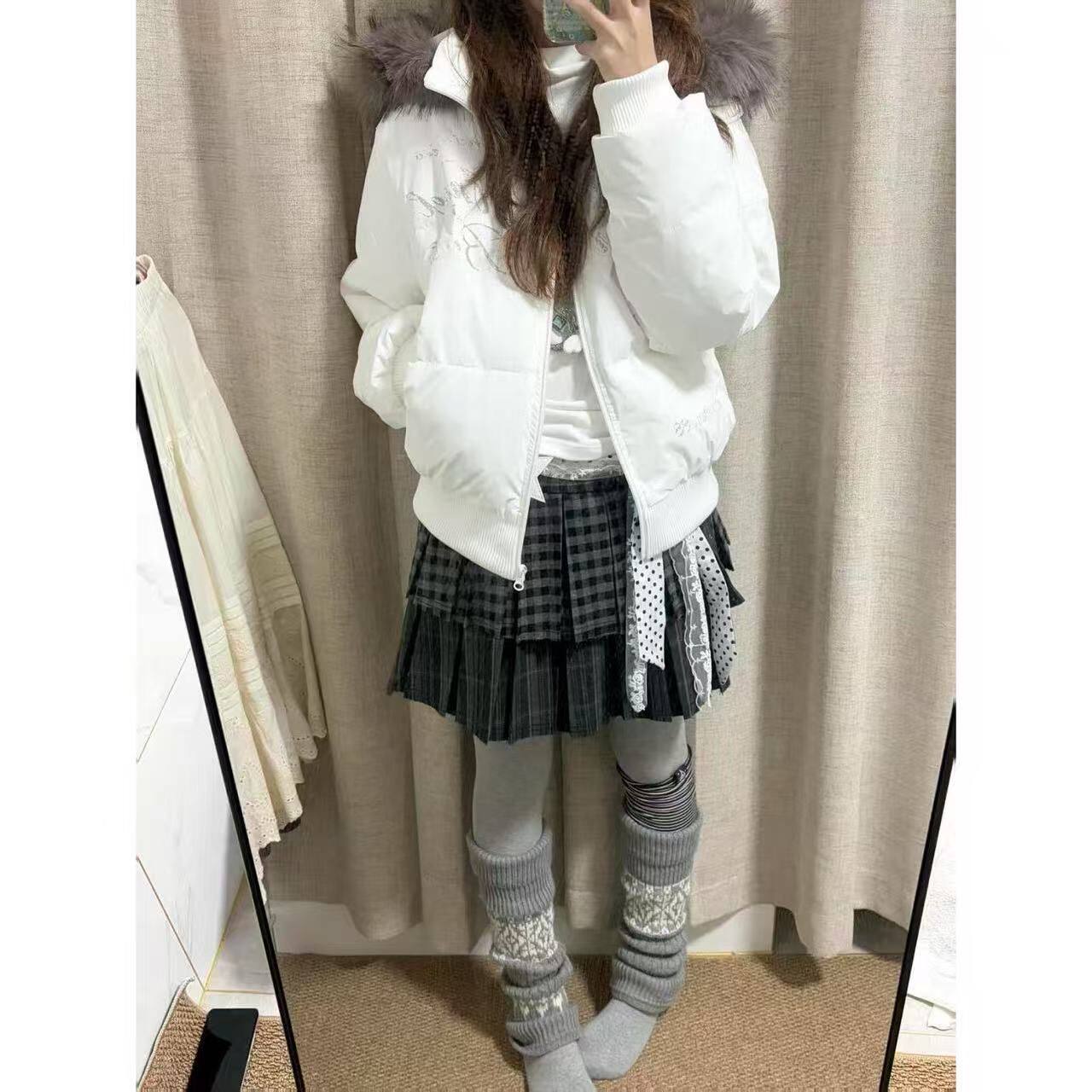 美式复古学院风高腰A字半身裙女2026春秋季新款压褶显瘦百搭短裙