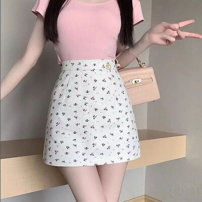 新款百搭高腰显瘦短裙a字包臀裙
