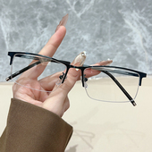 近视眼镜男款 商务半框眼镜变色专业配镜大脸镜框女 可配度数男士