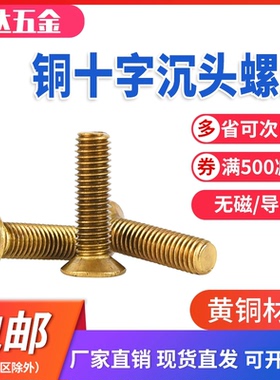 H62黄铜沉头螺钉GB819 十字槽平头机螺栓 刹车带螺丝 M345681012
