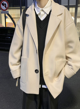 毛呢大衣男中长款春秋季高级感风衣休闲呢子西服英伦风帅气外套