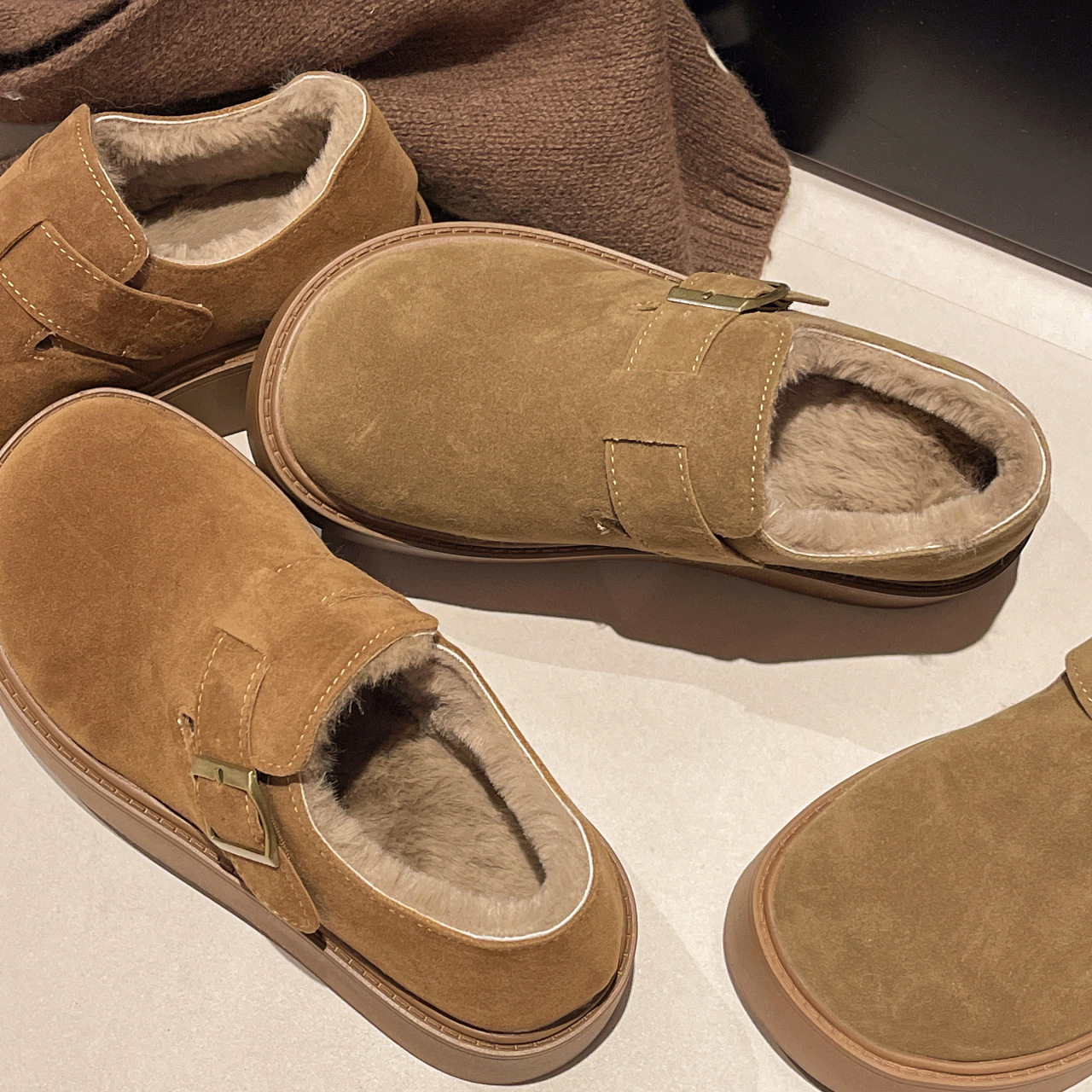 真皮厚底加绒勃肯鞋女2025新款秋冬保暖豆豆棉鞋子外穿毛毛雪地靴,女鞋,时尚雪地靴,淘宝优惠券,粉丝福利购,淘宝优惠卷