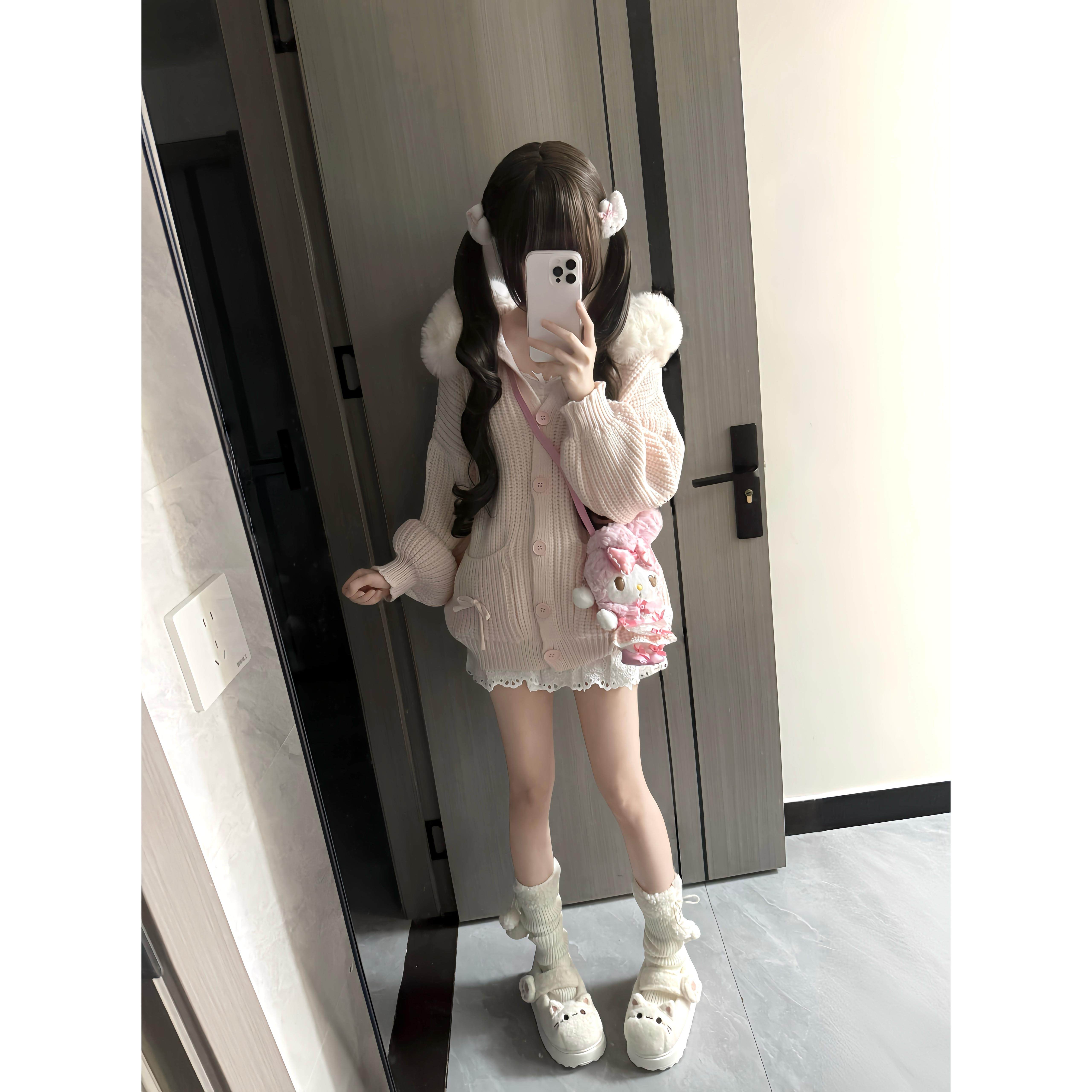 进钱钱口袋里 莓莓物语 慵懒风毛领可拆卸针织开衫女宽松毛衣外套,个性定制/设计服务/DIY,棉服工装,淘宝优惠券,粉丝福利购,淘宝优惠卷