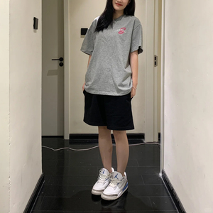 黑色美式运动短裤女夏季薄款宽松高腰显瘦休闲百搭直筒bf风五分裤