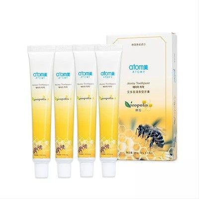 atom美艾多美韩国喷金粉牙刷蜂胶牙膏200g50g天然蜂蜜口气清新