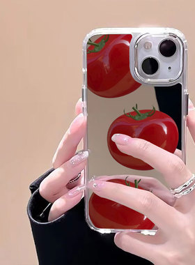 镜面番茄手机壳适用iPhone15苹果16华为p70pro小米13红米note14荣耀300防摔vivoiqoo12软opporealmeneo7女款x