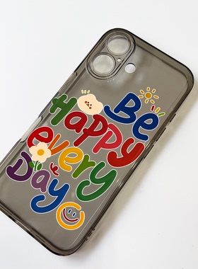 开心涂鸦字母适用iPhone17promax苹果16/15/14plus华为p80小米15OPPOfindx9红米note13vivo荣耀500手机壳透明