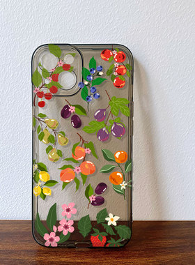 手绘水果适用iPhone17苹果16/15promax防摔华为P80软vivox200s30荣耀90OPPOReno14小米13红米note11r手机壳女