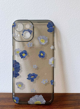 小蓝花适用iPhone17苹果15防摔16Promax华为P80硅胶mate30vivox200s19OPPOReno13小米14红米手机壳iQOO11一加