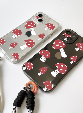 红色蘑菇适用苹果16Promax华为p70小米15OPPOReno14vivox200一加13红米k80荣耀90魅族21手机壳软三星s25plus