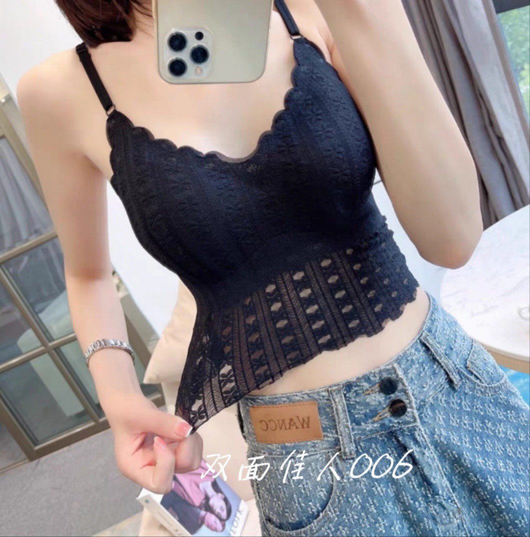 吊带背心女内搭夏打底时尚洋气时髦带胸垫美背中长款无钢圈蕾丝