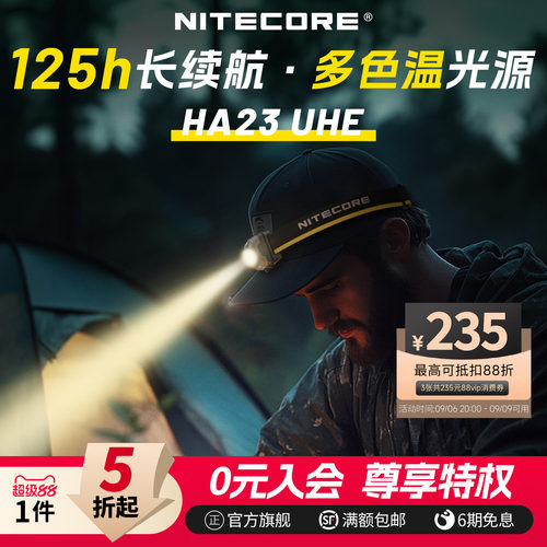 奈特科尔HA23UHE头灯长续航AAA