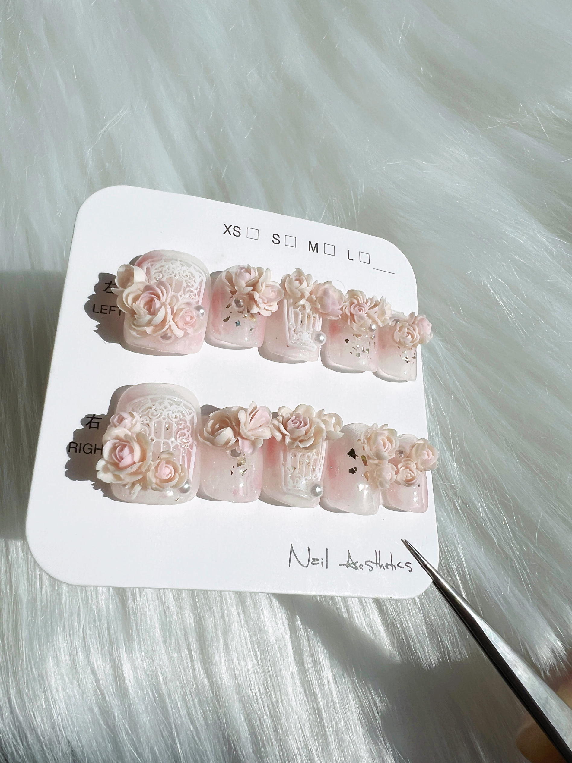 花系纯手工定制穿戴甲短甲晕染立体氛围感假指甲贴片可换甲型特惠
