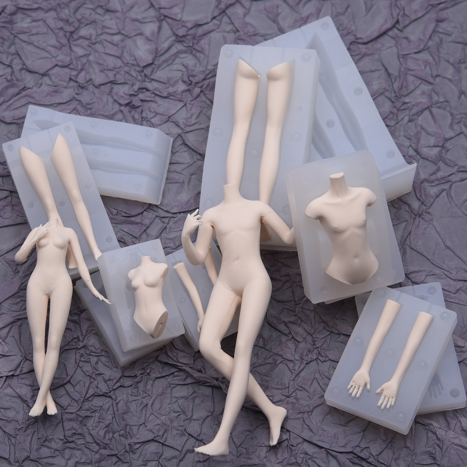 超轻粘土身体模具diy手工材料配件迷你Q版身体男女硅胶模翻模模具