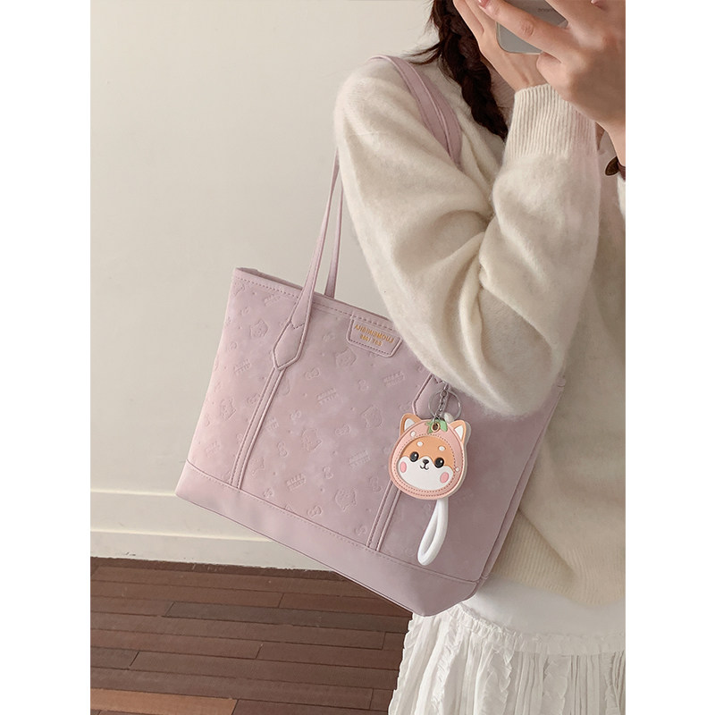 韩系大容量粉色腋下包包女式2025新款秋冬单肩包高级感通勤托特包