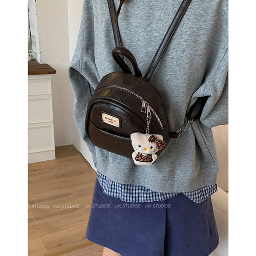 复古可爱压花双肩小包包女式2025新款秋冬高级感韩系时尚通勤背包