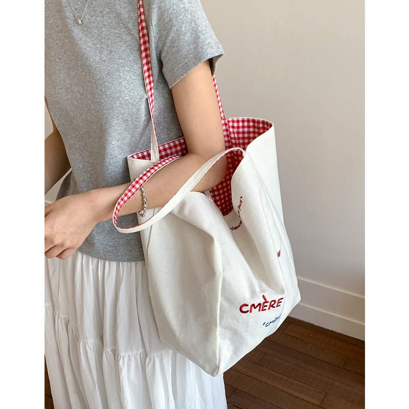 帆布包韩系慵懒风2025新款夏季单肩包学生大容量通勤腋下托特包女
