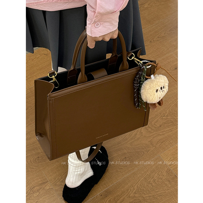 学院风复古手提通勤托特包