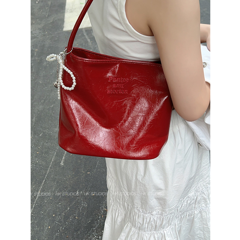 小众质感手提奶奶腋下水桶包