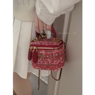 菱格链条手提包包女秋冬2023新款 潮单肩斜挎包小众设计百搭水桶包