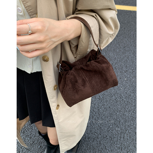 复古磨砂质感手拎小包包女式2025新款单肩包高级感休闲超火斜挎包