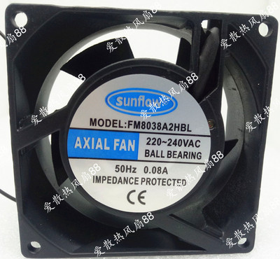 正品sunflow 含油轴流风机FM8038A2HBL AC 220V-240V 0.08A 风扇