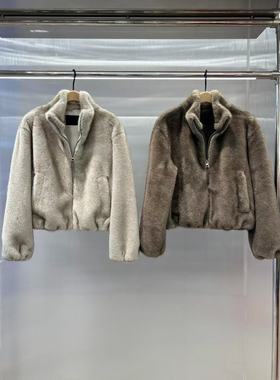 正品外套2025冬新品毛绒绒厚实短款兜量高领轻运动风MBE4COT019
