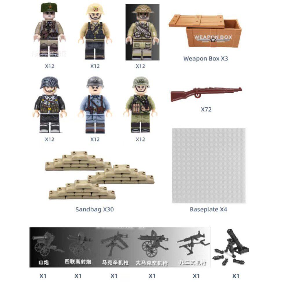 新品187PCS跨境军事积木二战人偶美军德军法军积木热销外贸