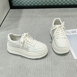 小个子百搭休闲板鞋 6082 女2026年春季 诗路花语厚底增高小白鞋