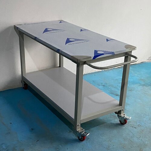 不锈钢双层带轮子平台