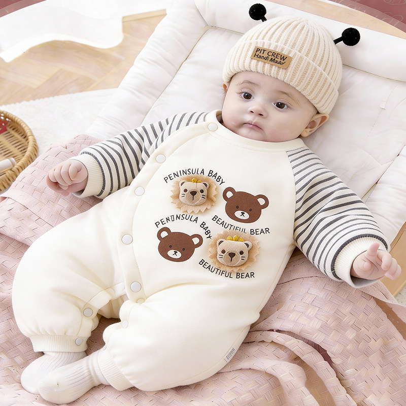 婴儿秋冬连体衣新生儿外出夹棉加厚男女宝宝冬季保暖衣服棉服冬装,童装/婴儿装/亲子装,连身衣/爬服/哈衣,淘宝优惠券,粉丝福利购,淘宝优惠卷