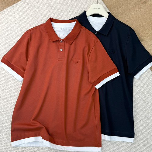经典三角标假两件翻领Polo衫男