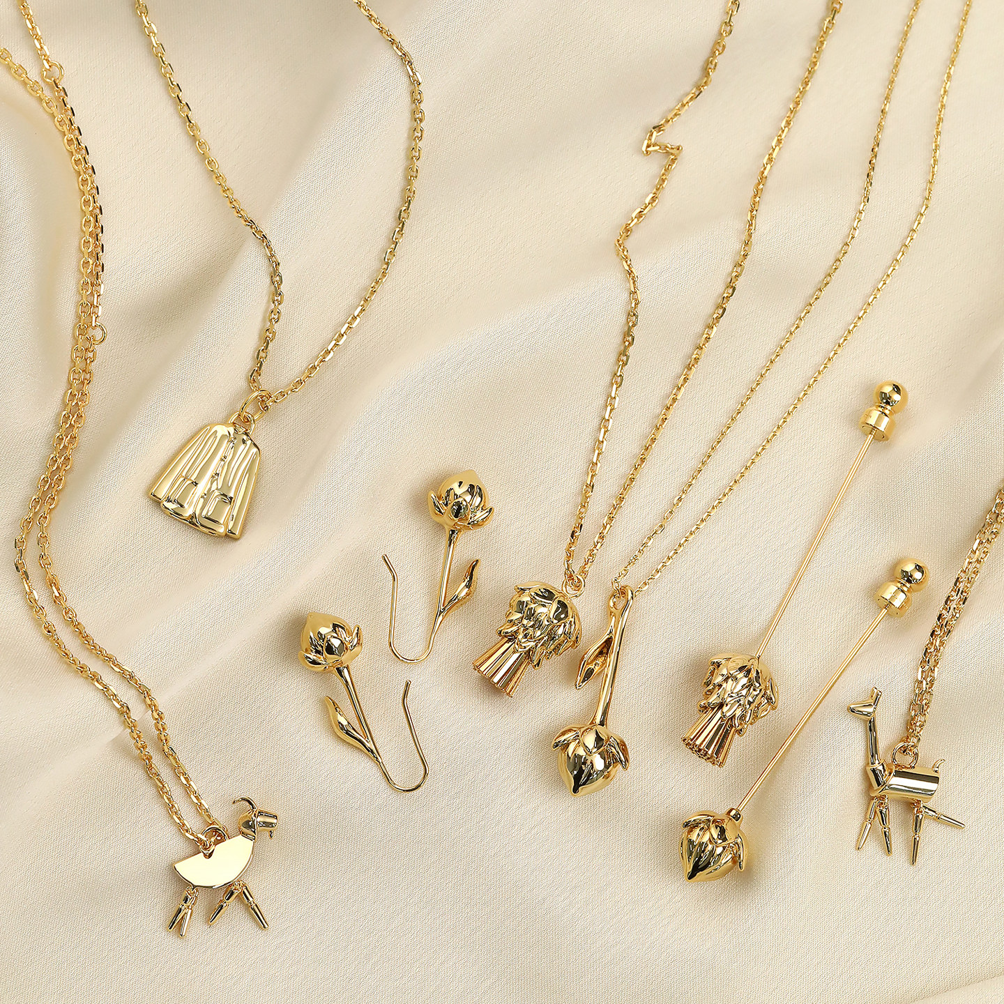 高奢老钱风饰品~L*P蓟花/小鹿/小羊项链耳饰 男女胸针 黄铜镀真金,饰品/流行首饰/时尚饰品新,项链,淘宝优惠券,粉丝福利购,淘宝优惠卷