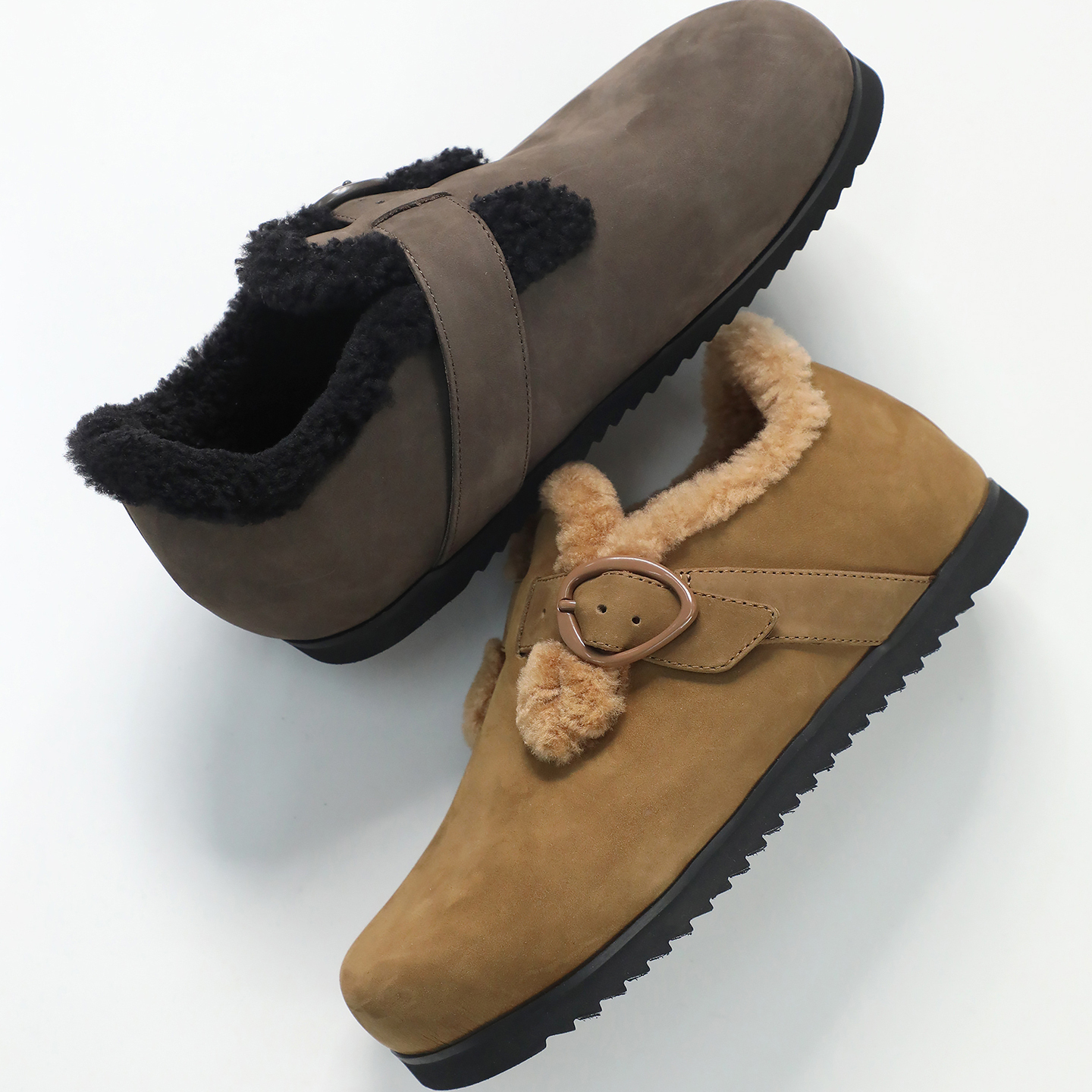 塬厂订单一脚蹬加绒勃肯单鞋女