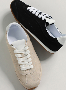 莞产~肯豆同款 Sunset系列麂皮德训鞋系带阿甘鞋平底休闲运动鞋女