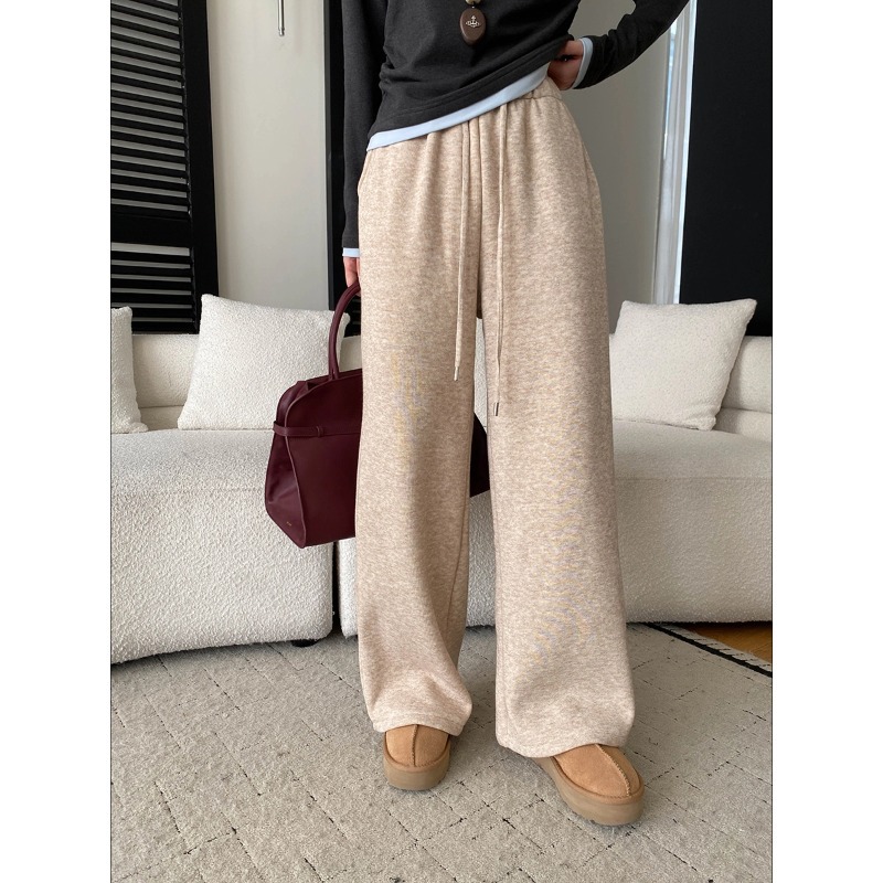 慵懒松弛宽松直筒垂感拖地休闲裤