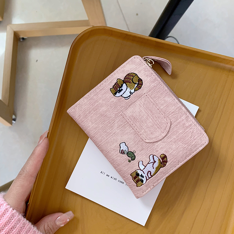卡包钱包一体包女短款学生韩版小清新日系少女简约精致拉链零钱夹