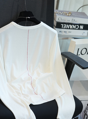 虫小小 羊毛莱赛尔圆领收腰显瘦长袖针织打底T恤女内搭上衣秋A62A