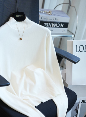 虫小小 气质半高领百搭基础长袖针织衫女毛衣内搭打底衫秋冬A74B