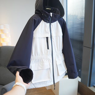 虫小小 外套冬A87R 户外机能90白鸭绒连帽收腰冲锋衣羽绒服女短款