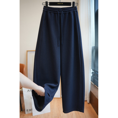 虫小小醋酸羊毛混纺抽绳弯刀裤女