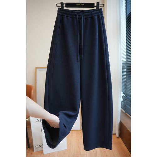 虫小小醋酸羊毛混纺抽绳弯刀裤女