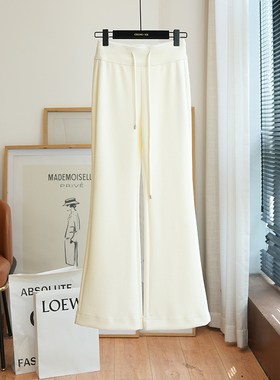 虫小小 拉腿神器！通勤高腰显瘦抽绳微喇裤女运动休闲长裤秋A64H