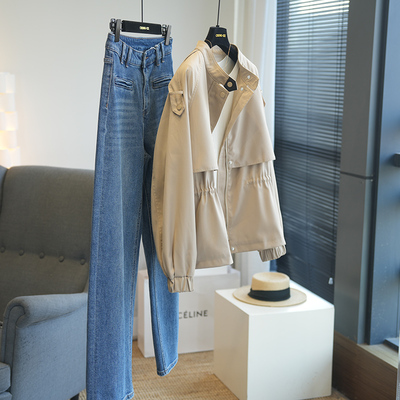 虫小小立领短风衣收腰外套