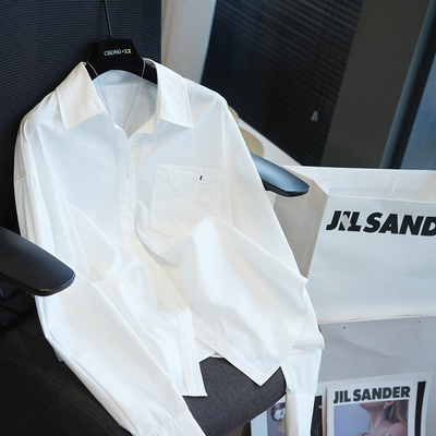 虫小小全棉翻领长袖廓形衬衫