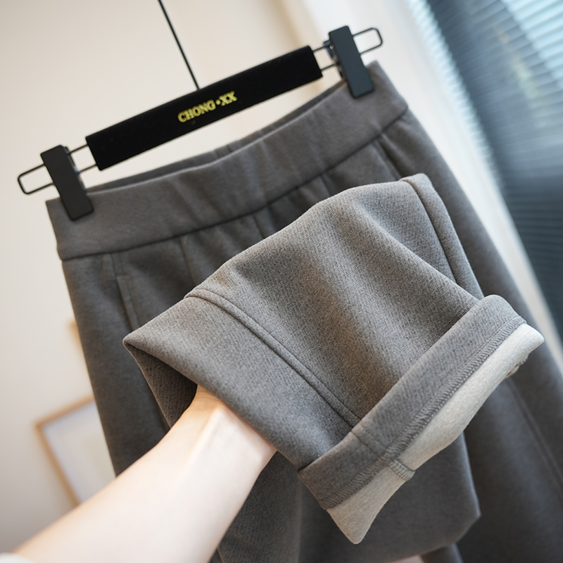 虫小小羊毛醋酸高腰毛呢休闲裤