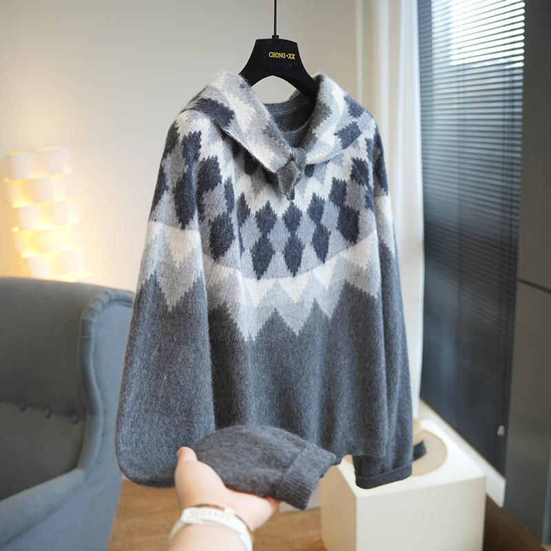 虫小小费尔岛提花羊毛围巾+毛衣