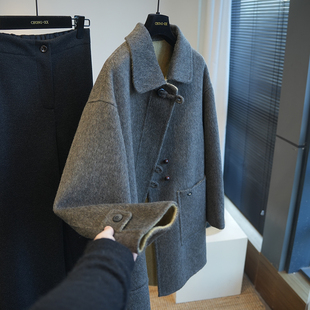 大衣女毛呢外套A82H 羊毛羊绒翻领双面呢中长款 福利款 25秋冬新款