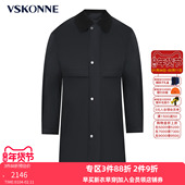 VSKONNE威斯康尼风衣男秋新品 黑色中长款 休闲中青年风衣外套男