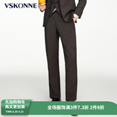 VSKONNE威斯康尼26春套西裤 子 男咖色100%羊毛意大利面料休闲西裤